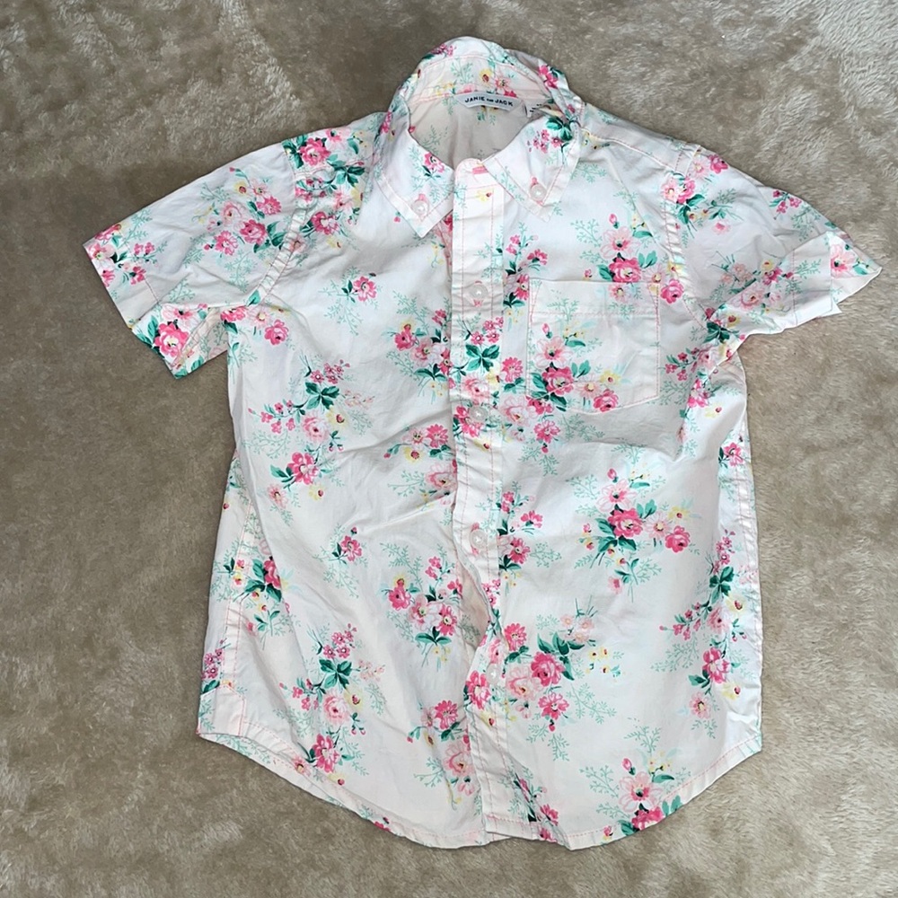 Janie & Jack Girls Floral Collared Shirt